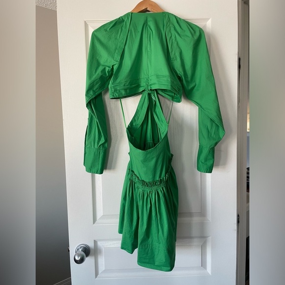 JASON WU Green Cut Out Mini Dress Cotton Poplin Size XS - Picture 5 of 13